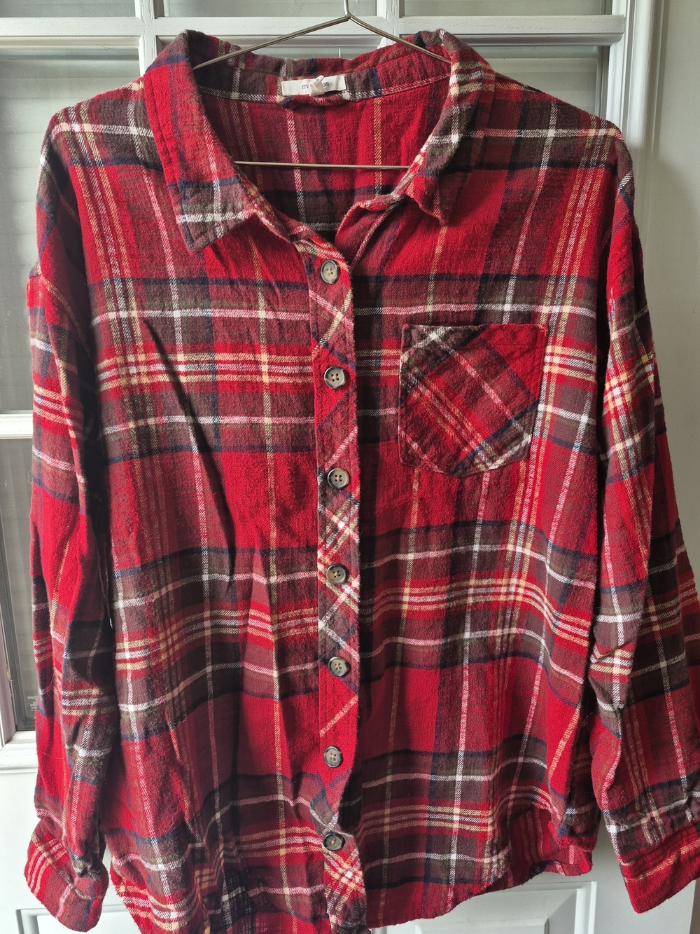 Maurices Cotton Red Plaid Button-Down Shirt